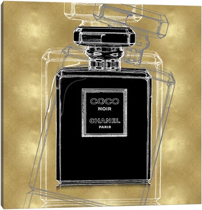 Noir on Gold Canvas Art Print - Perfume Bottle Art