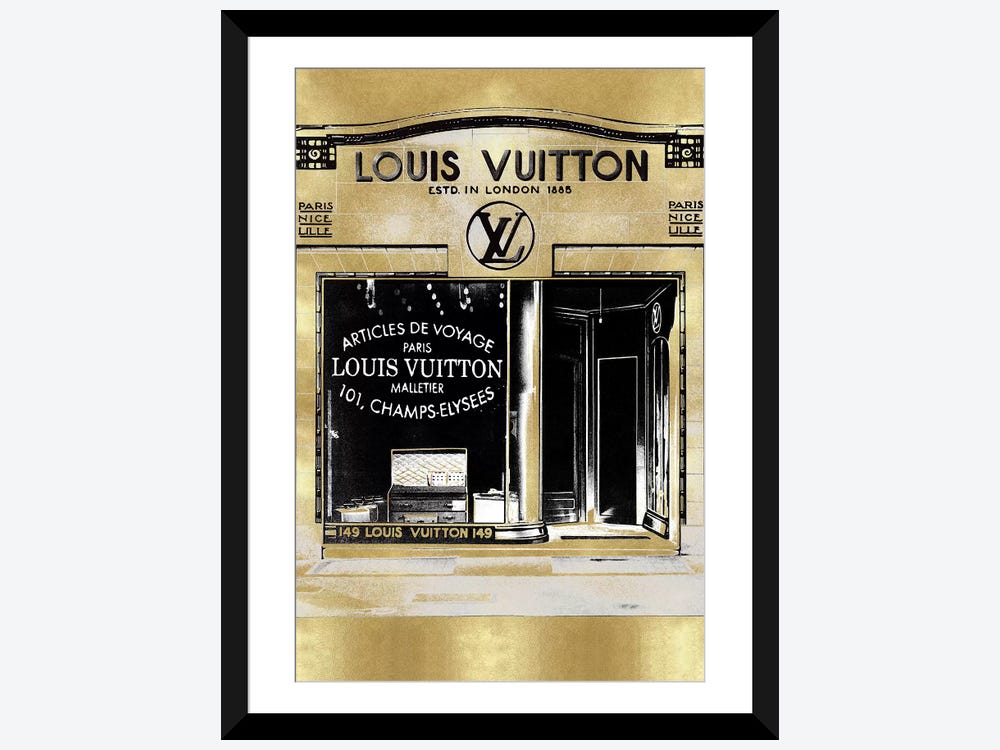 Designer Storefront in Gold by Madeline Blake Fine Art Paper Print ( Hobbies & lifestyles > Shopping art) - 24x16x.25