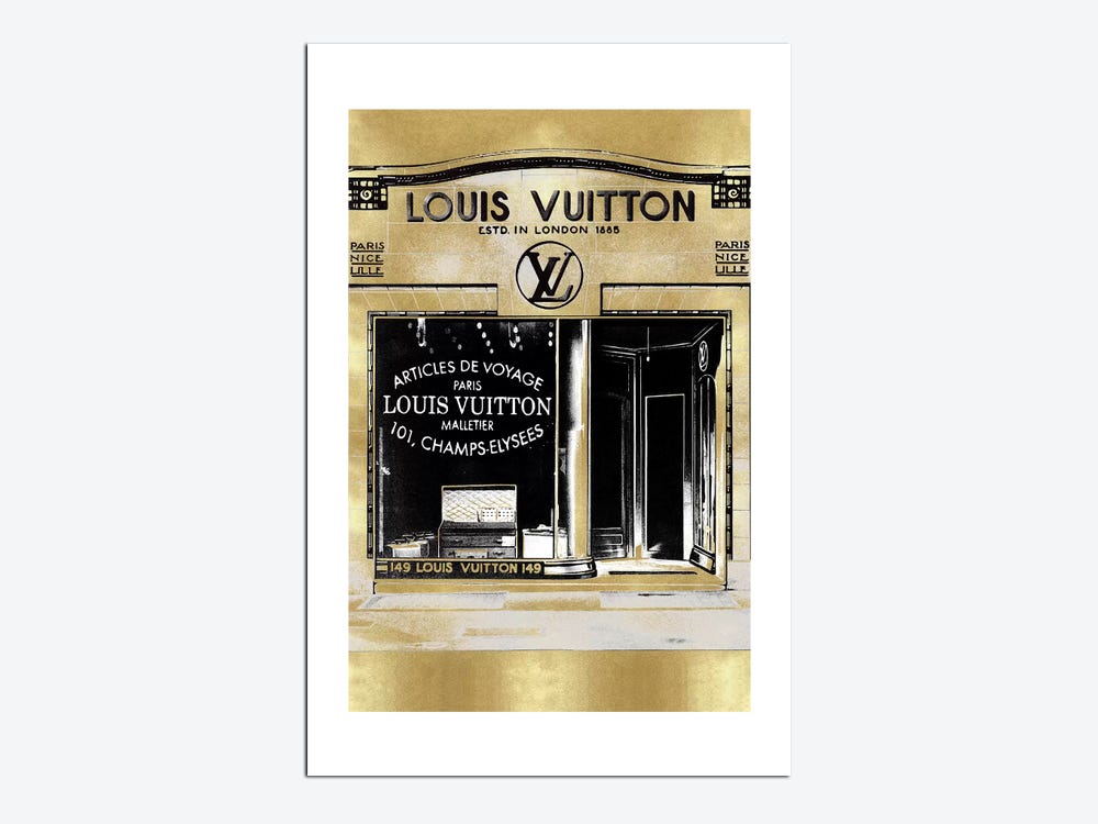 Designer Storefront in Gold by Madeline Blake Fine Art Paper Print ( Hobbies & lifestyles > Shopping art) - 24x16x.25