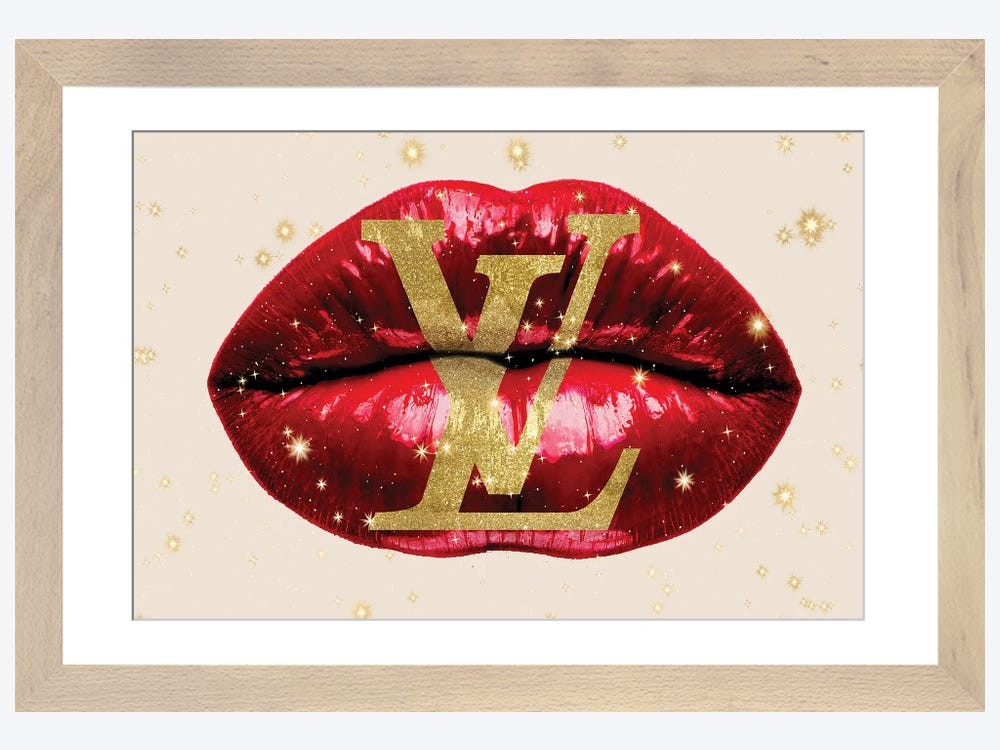 Original LV Fashion Face Monochrome - Pomaikai Barron Canvas Wall Art Print ( Fashion > Hair & Beauty > Lips art) - 12x12 in