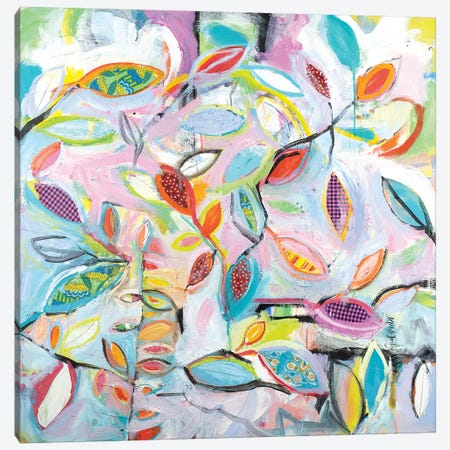 Checkered Leaves Canvas Print #MDM7} by Michelle Daisley Moffitt Canvas Art