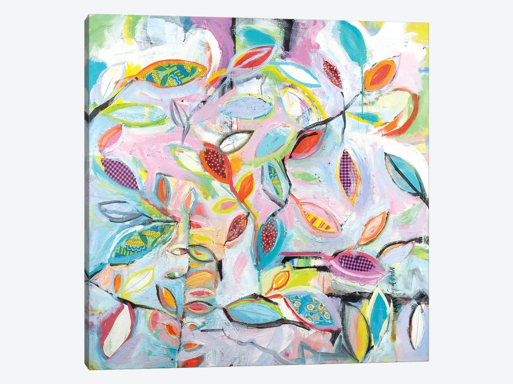 Checkered Leaves by Michelle Daisley Moffitt 1-piece Canvas Art Print