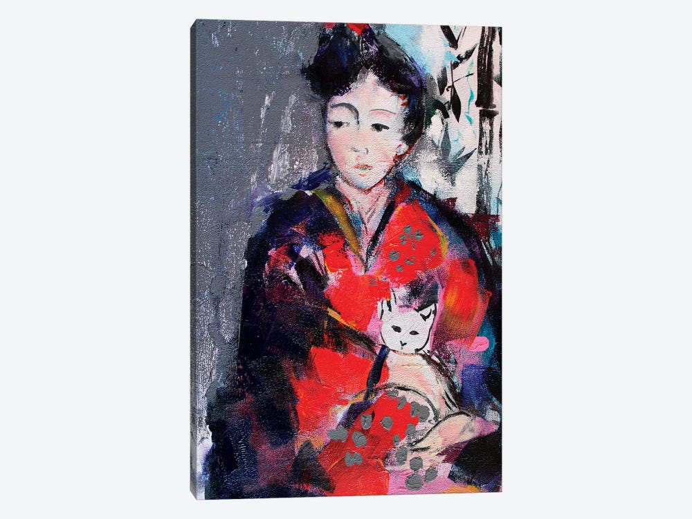 Geisha And Cat I by Marina Del Pozo 1-piece Canvas Wall Art