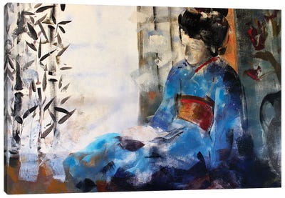 Geisha Sleeping Canvas Art Print - Bamboo Art