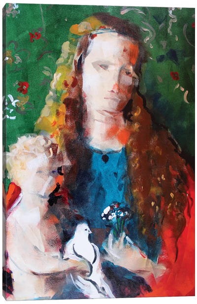 Green Madonna Canvas Art Print - Virgin Mary