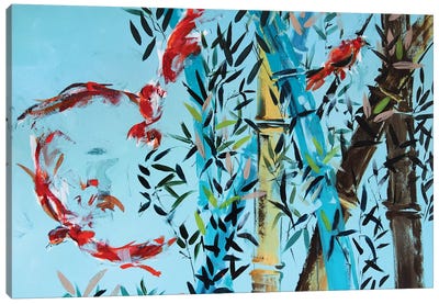 Red Birds Canvas Art Print - Bamboo Art
