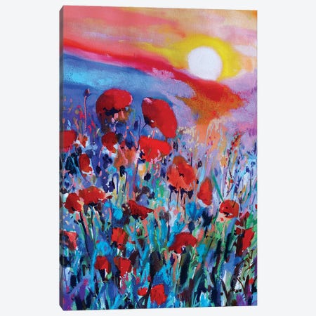 Red Flowers I Canvas Print #MDP52} by Marina Del Pozo Canvas Artwork