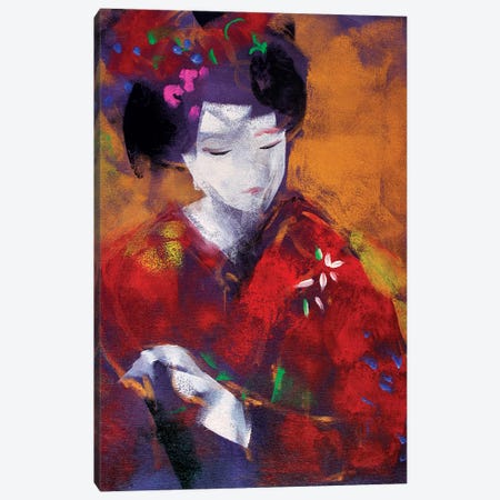 Red Geisha I Canvas Print #MDP53} by Marina Del Pozo Canvas Wall Art