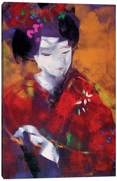 Red Geisha I Canvas Art Print - Japanese Culture
