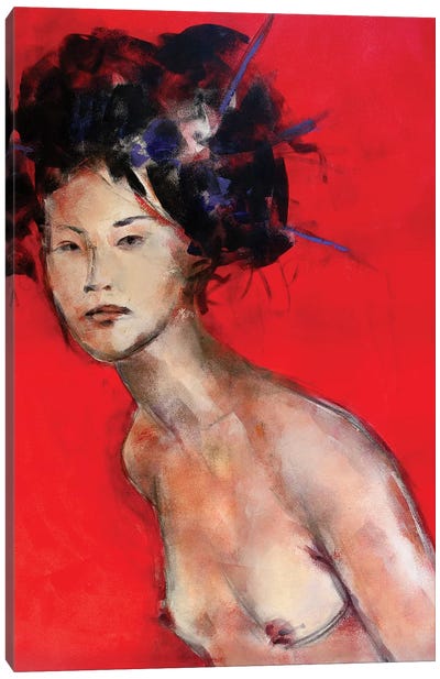 Red Geisha II Canvas Art Print - East Asian Culture