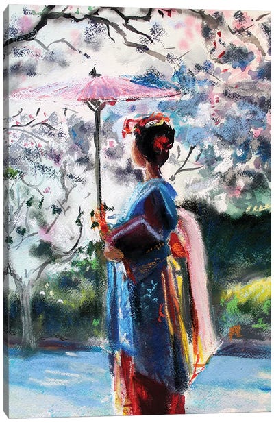The Umbrella Canvas Art Print - Cherry Tree Art