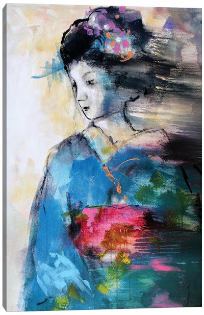 Blue Geisha Canvas Art Print - Geisha
