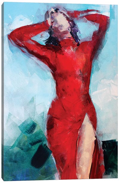 Woman In Red Canvas Art Print - Marina Del Pozo