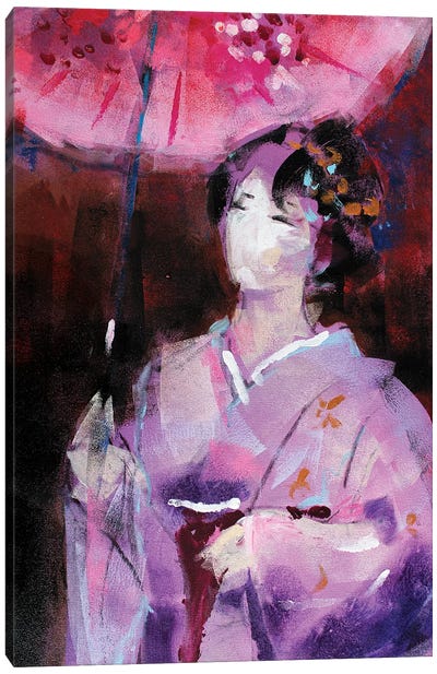 Geisha V Canvas Art Print - Umbrella Art
