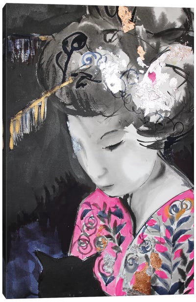 Sumi-E Gheisa Canvas Art Print - Land of the Rising Sun