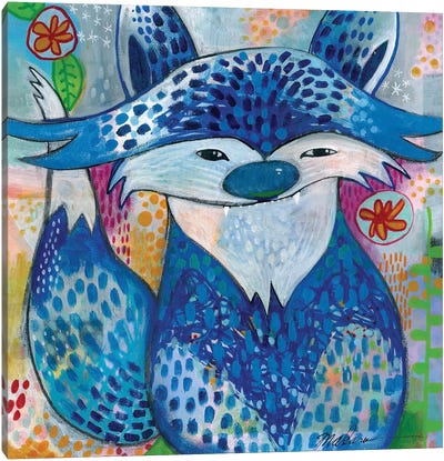 Blue Fox Canvas Art Print - Madara Mason