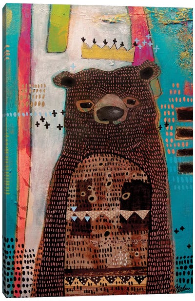 A Bear And A King Canvas Art Print - Madara Mason