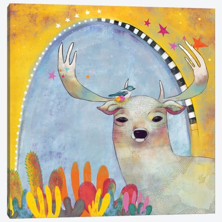 Deer And Cactus Canvas Print #MDR20} by Madara Mason Canvas Art Print