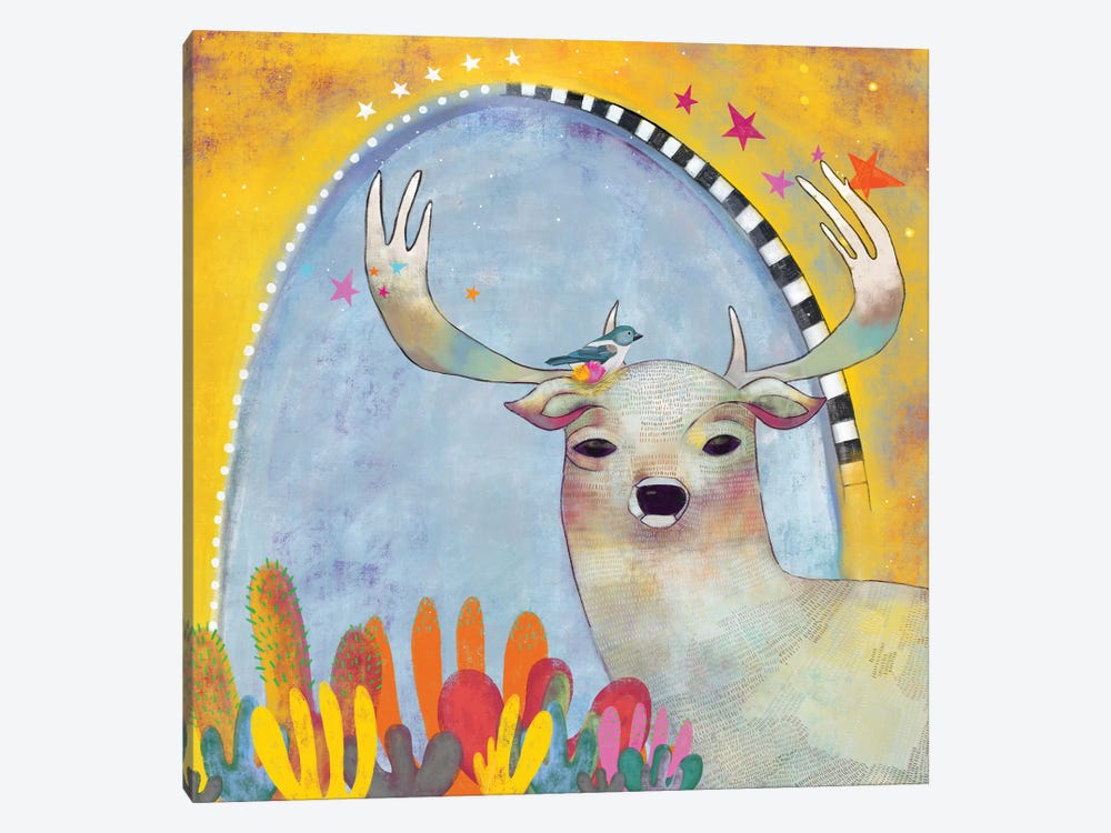 Deer And Cactus by Madara Mason 1-piece Canvas Print