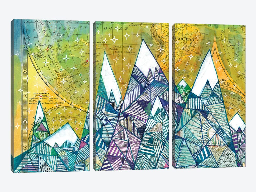 Maps And Mountains II by Madara Mason 3-piece Canvas Print