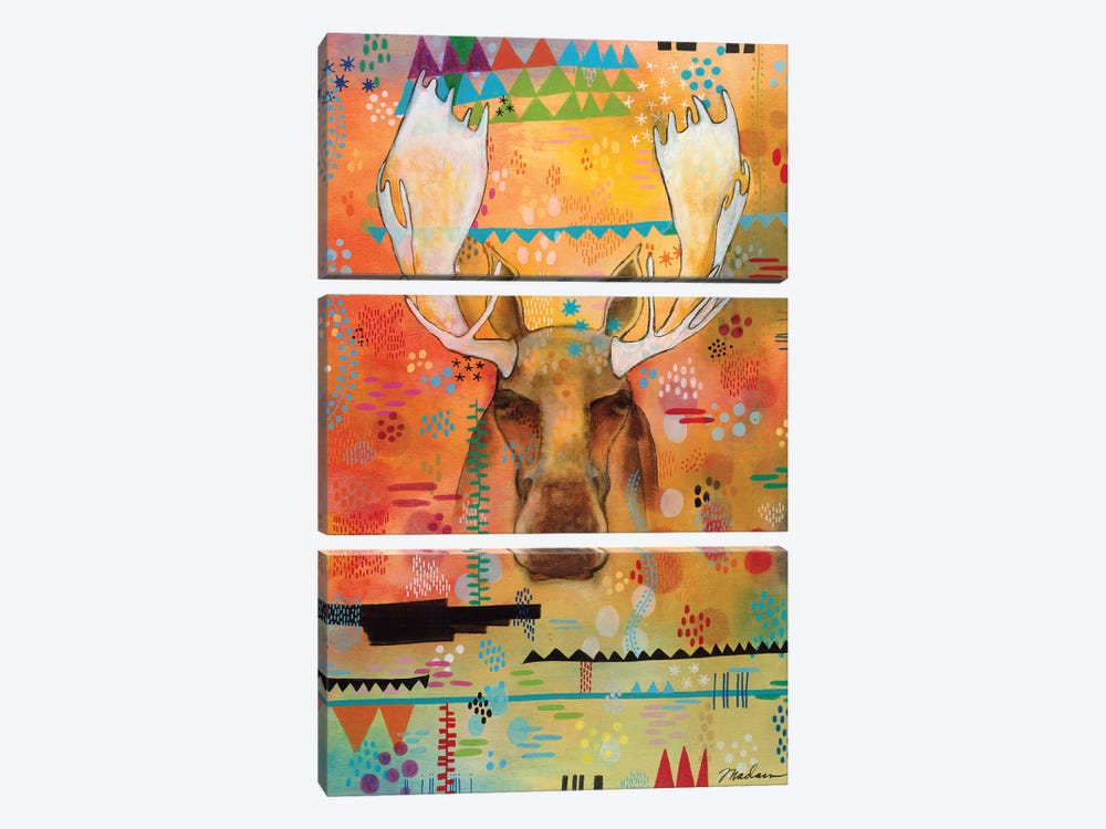 Moose At The Slough by Madara Mason 3-piece Canvas Art Print