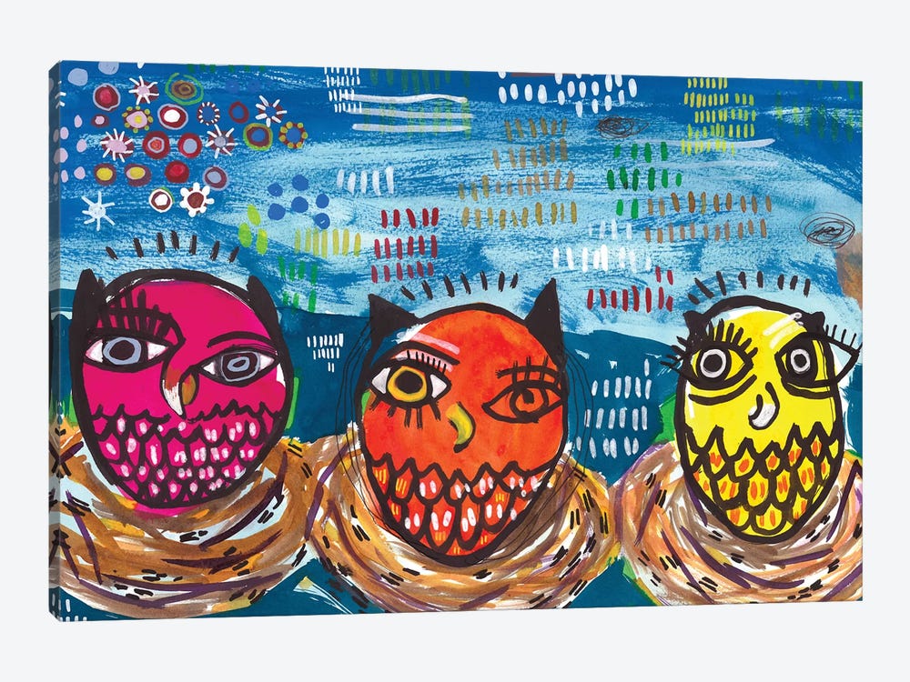 Three Little Owls by Madara Mason 1-piece Canvas Artwork