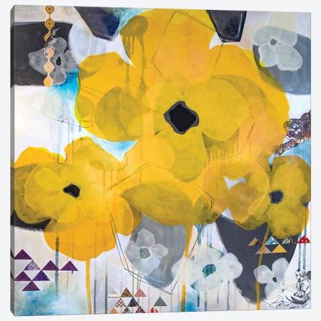 Yellow Poppies Canvas Print #MDR71} by Madara Mason Canvas Wall Art