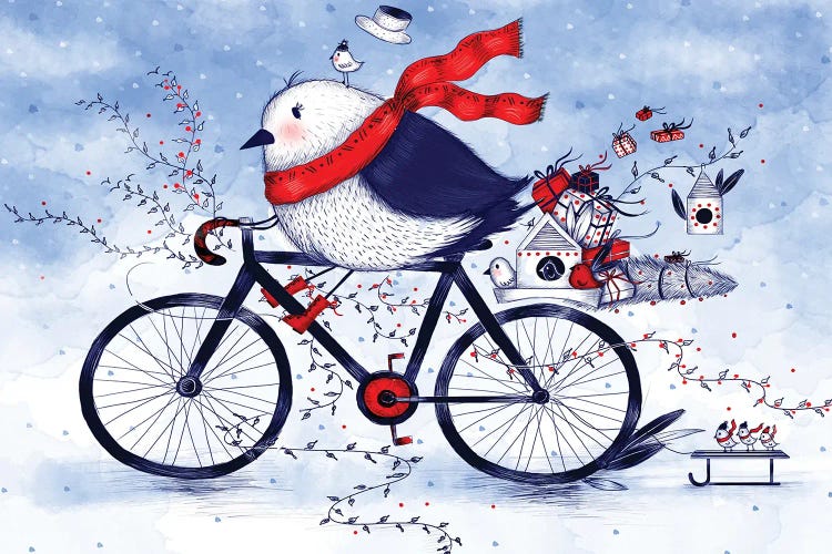 Christmas Bird On A Bike