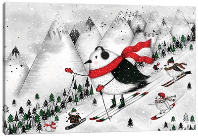 Birds On Holiday Canvas Art Print - Skiing Art