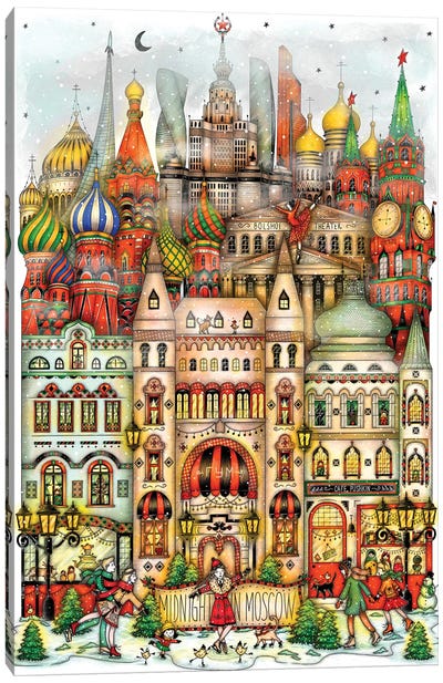 Midnight In Moscow Canvas Art Print - Russia Art