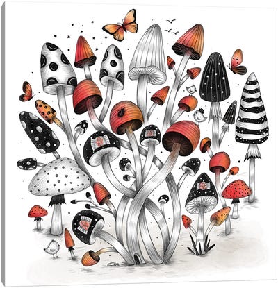 Mushroom World Canvas Art Print - Madalina Tantareanu