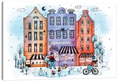 Amsterdam In Winter Canvas Art Print - Madalina Tantareanu
