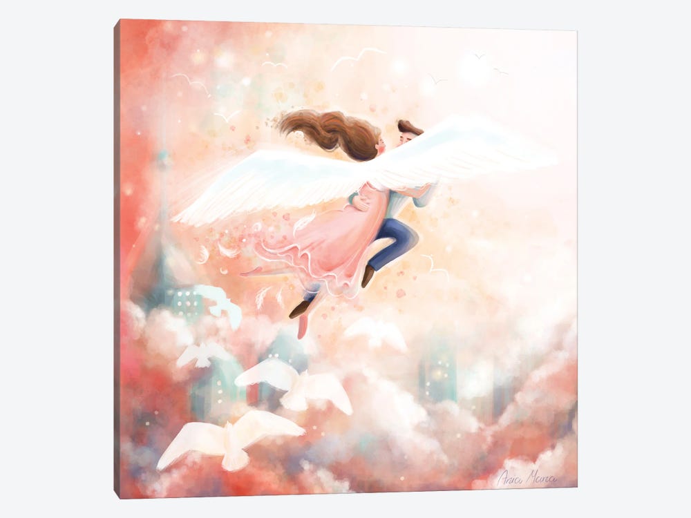 On The Love Wings by Ania Maria Draws 1-piece Canvas Wall Art
