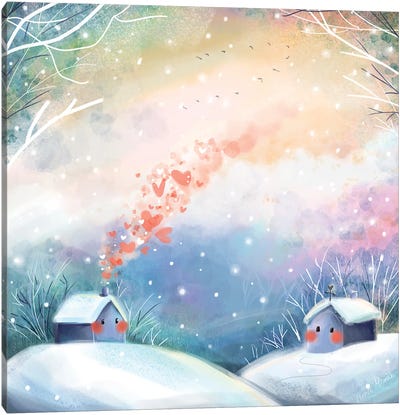Winter Warming Canvas Art Print - Ania Maria Draws