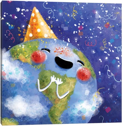 Happy Earth-Day Canvas Art Print - Adorable Anthropomorphism