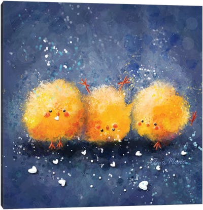 Funny Chicks Canvas Art Print - Ania Maria Draws