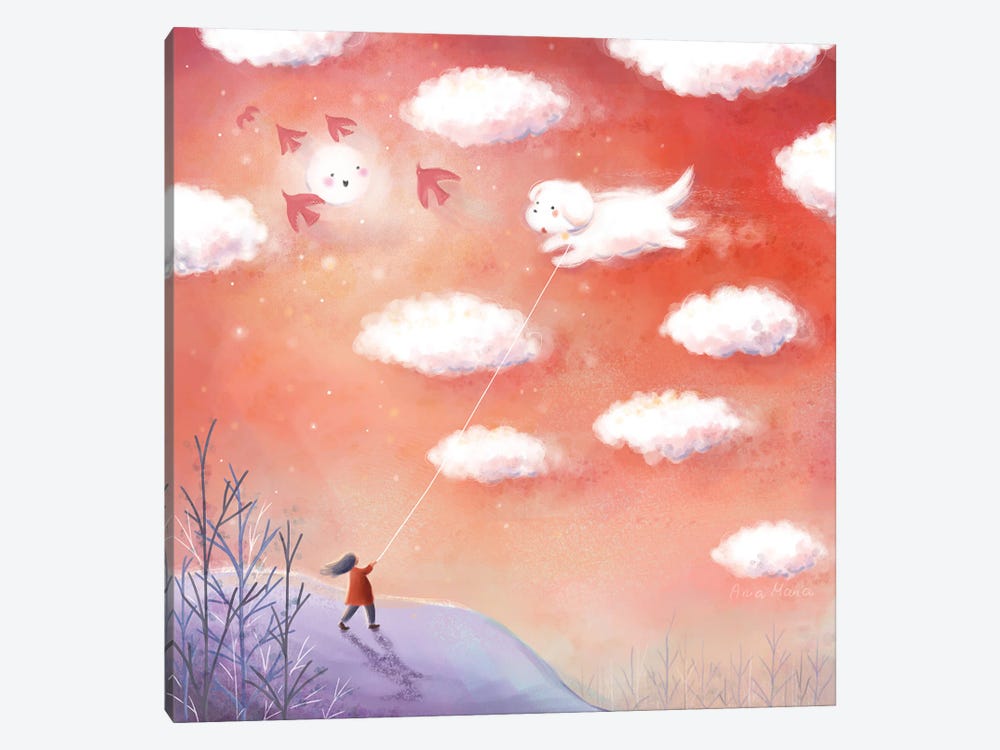Walking On A Cloudy Day by Ania Maria Draws 1-piece Canvas Artwork