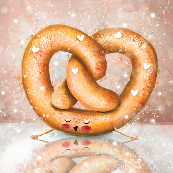 Adorable Anthropomorphism: Pretzel Yoga Pose by Ania Maria Draws