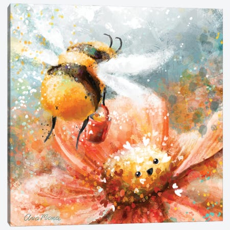 Bee Kind To Yourself Canvas Print #MDW43} by Ania Maria Draws Canvas Wall Art