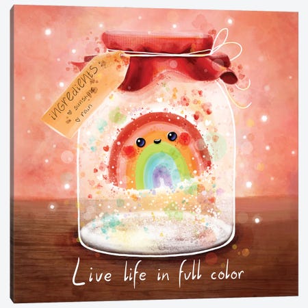 Rainbow Life Recipe Canvas Print #MDW44} by Ania Maria Draws Art Print