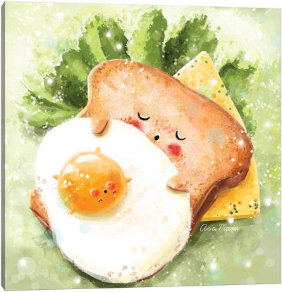 Nap Before Lunch Canvas Art Print - Adorable Anthropomorphism