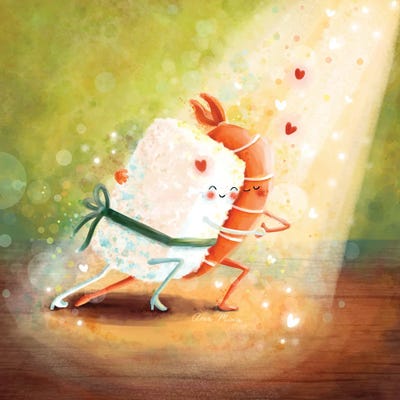 Celebrating Perfect Match by Ania Maria Draws framed canvas print