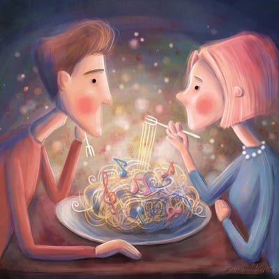 Music Lovers On A Date by Ania Maria Draws canvas print