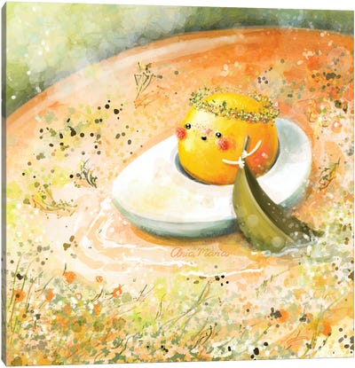 Yolk On An Adventure Canvas Art Print - Egg Art