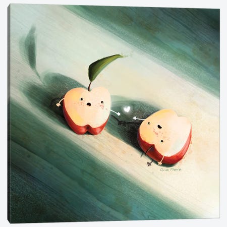 Two Halves Of An Apple Canvas Print #MDW5} by Ania Maria Draws Art Print