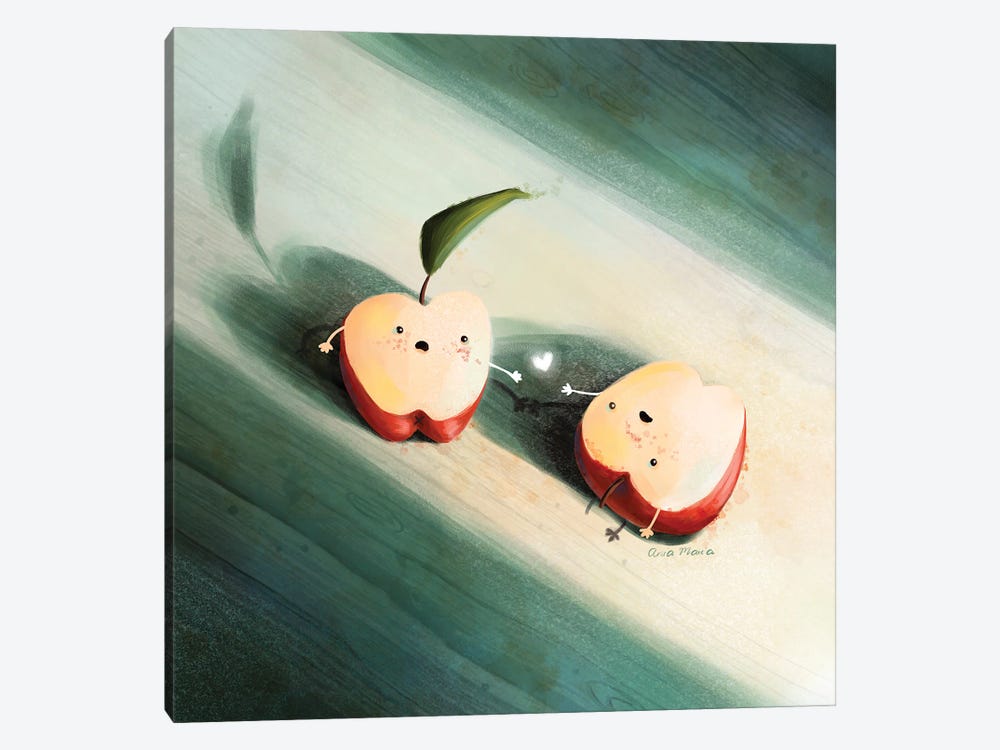 Two Halves Of An Apple by Ania Maria Draws 1-piece Canvas Print