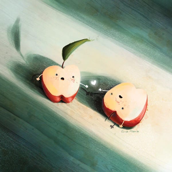 Apples: Two Halves Of An Apple by Ania Maria Draws