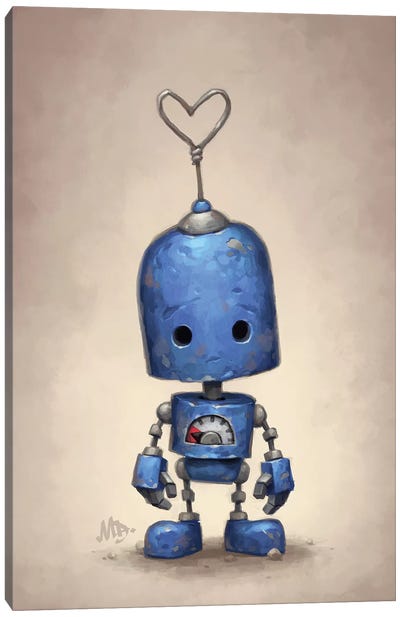 Blue Canvas Art Print - Robot Art