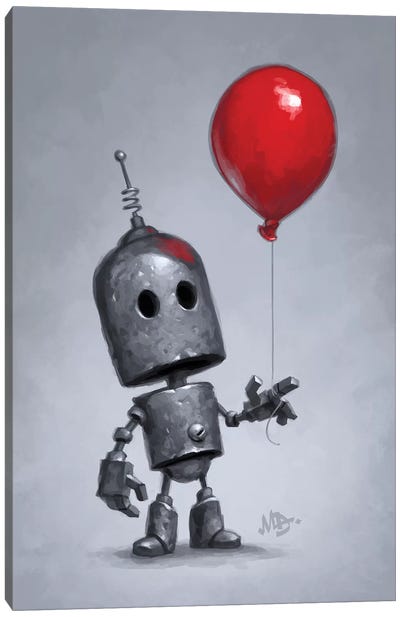 The Red Balloon Canvas Art Print - Robot Art