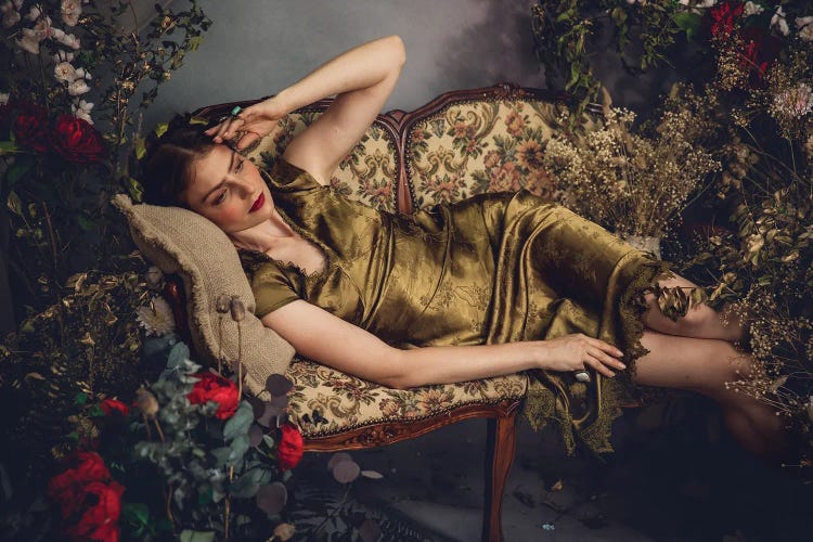 Lady Green Dress by Michaela Durisova wall art